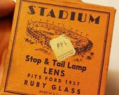 Vintage Stadium Stop Tail Lamp Lens EMPTY Collectible Box- No.907 Fits Ford 1937 Ruby Glass