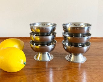 3 VTG Tall Tulip Dessert Dishes Frosted Ombre Pastel Glass Ice Cream Sundae Cup Parfait