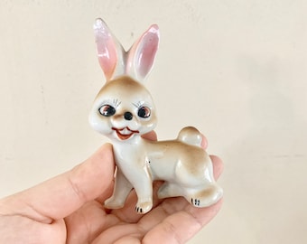 Vintage Anthropomorphic Easter Big Eyes Bunny Rabbit Figurine, Japan