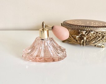 Vintage Pink Depression Glass Perfume Bottle Atomizer