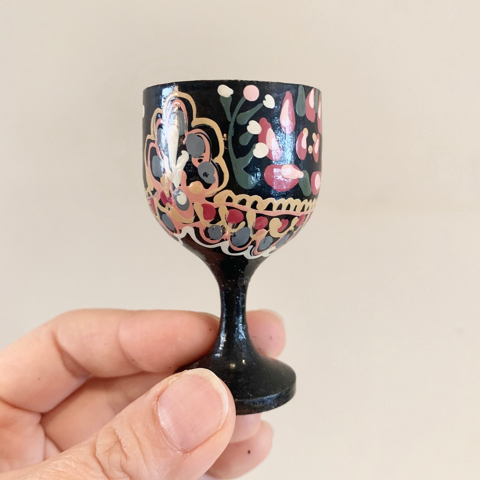 Set of 9 Vintage Hand Painted Wooden Wine Bottle Cups Plate Etsy