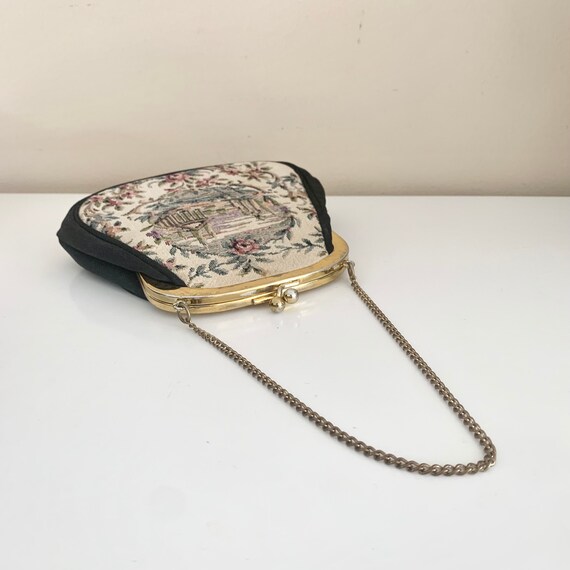 Vintage 1950s Floral Tapestry Bag, Small Evening … - image 2