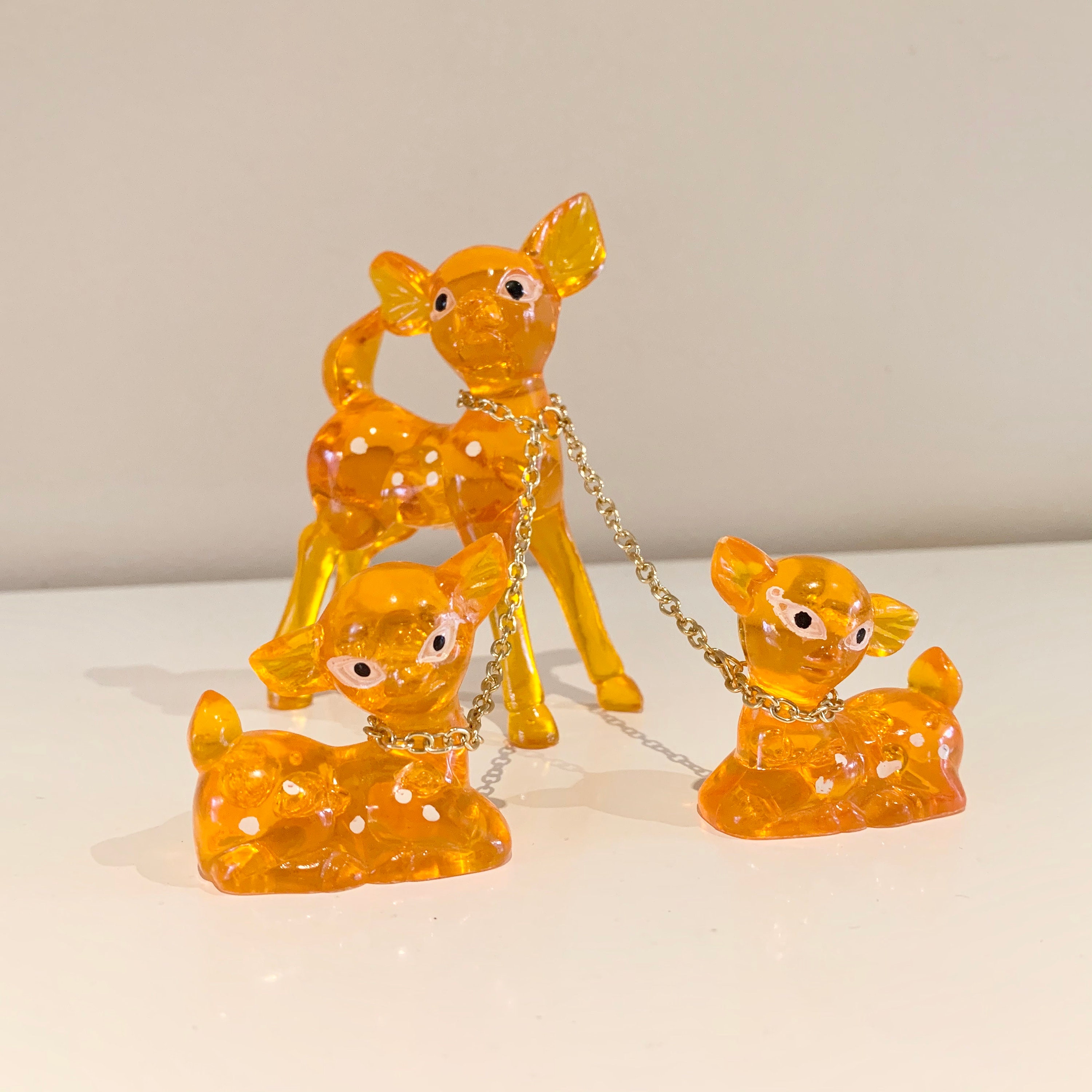 Set of 3 Vintage Orange Lucite Bambi Deer Family Bambi Deer Etsy
