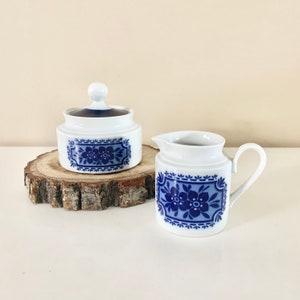 Set of 2 Vintage West Germany Echt Cobalt Sugar Bowl and Creamer, Schumann Arzberd, Blue Willow