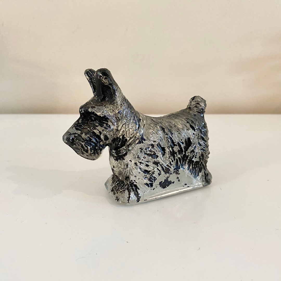 Vintage Black Glass Scottie Dog Scottish Terrier Candy Jar Container ...
