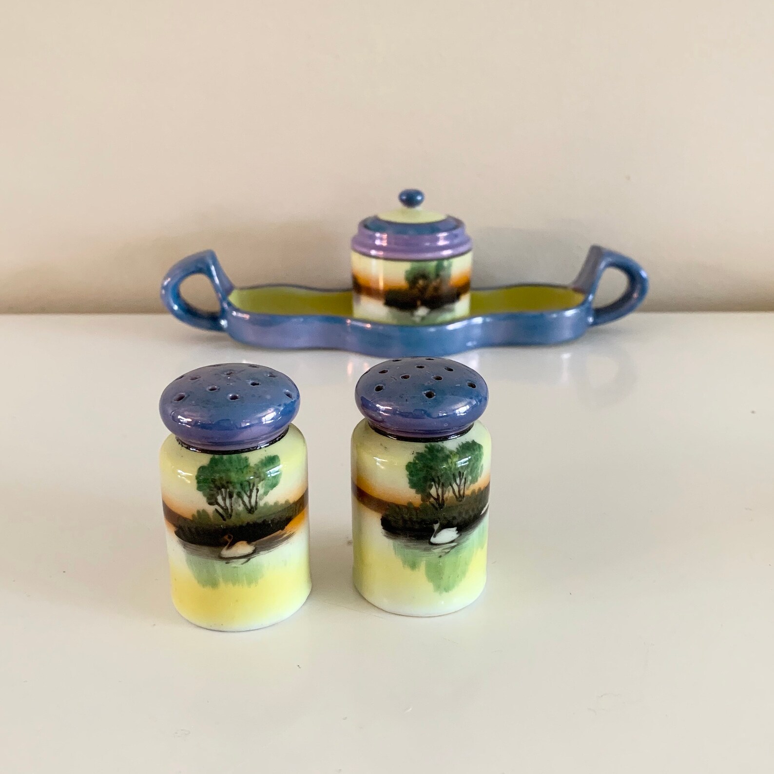 Vintage Noritake Cruet Set Japan Lusterware Salt and Pepper Etsy UK