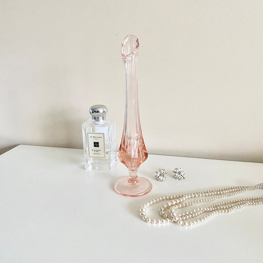 Vintage Pink Swung Glass Bud Vase Stretched Glass Vase Pink Etsy