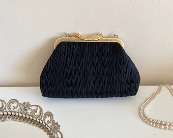 Vintage Goldco Black Evening Bag 1980s, Wedding, Party, Formal Purse, Bridal Clutch