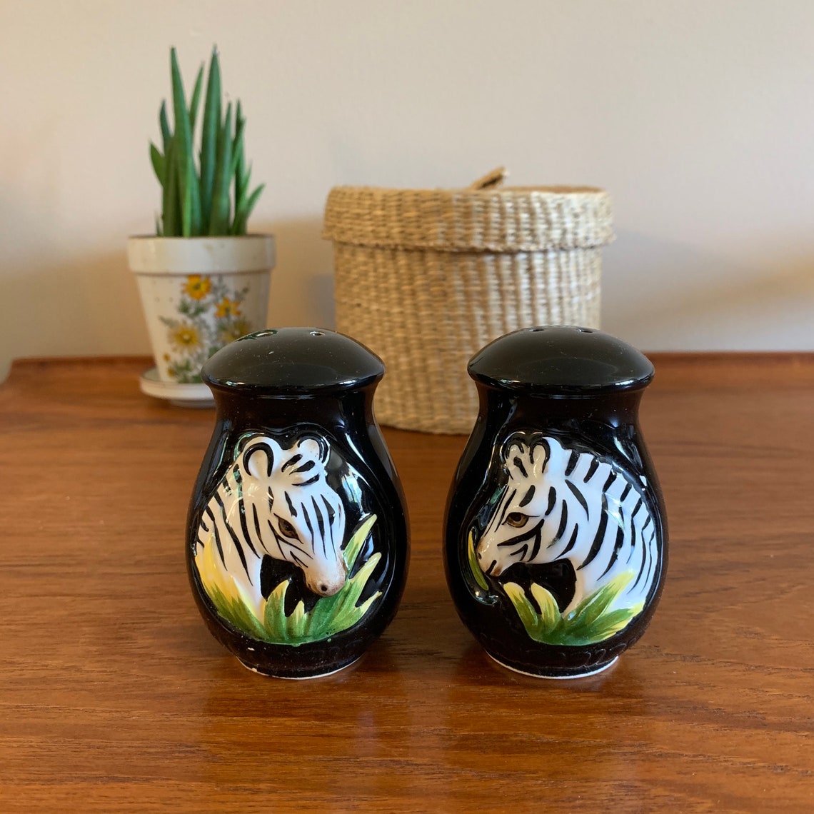Vintage Zebra Salt and Pepper Shakers Set Zebra Lover Gift Etsy