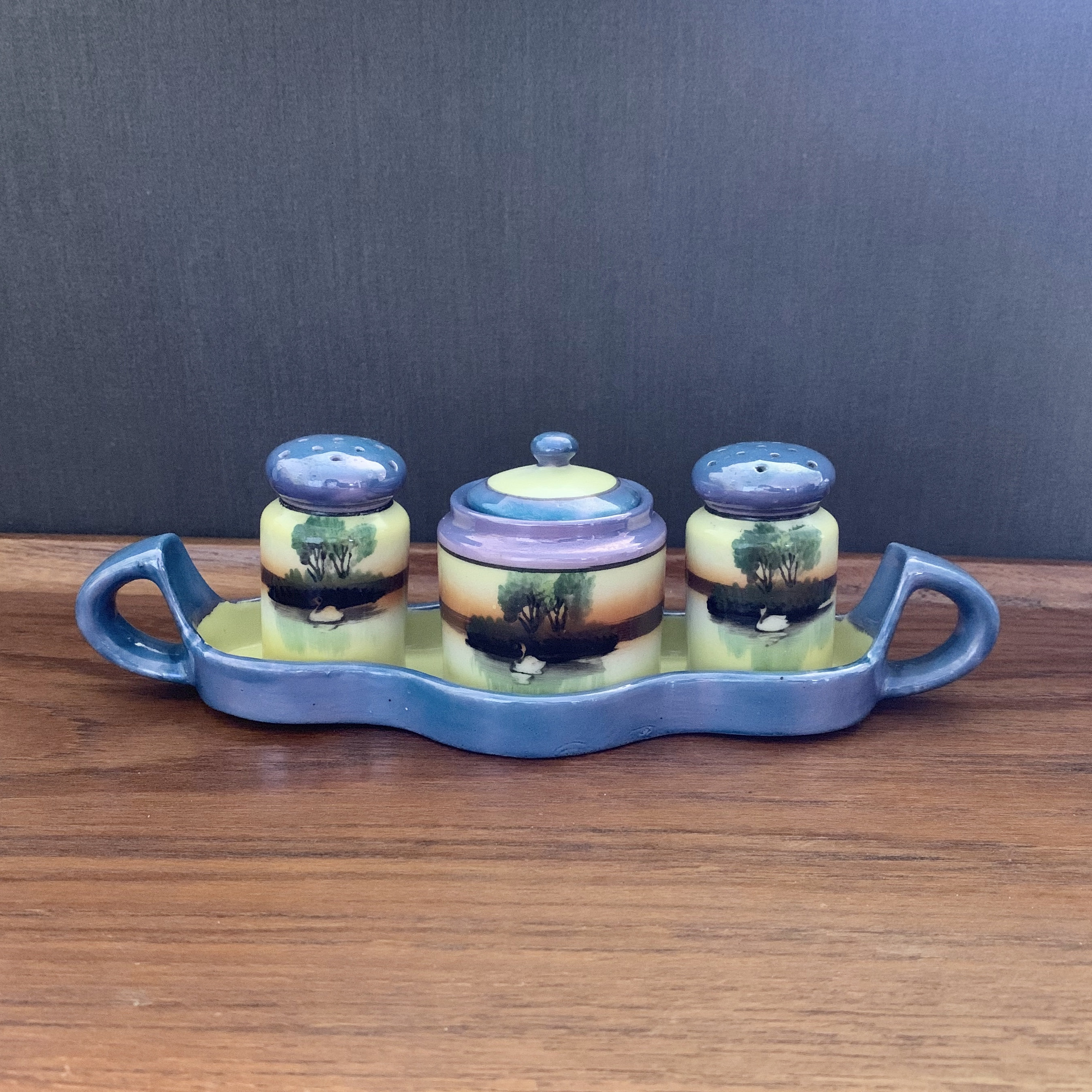 Vintage Noritake Cruet Set Japan Lusterware Salt and Pepper Etsy UK