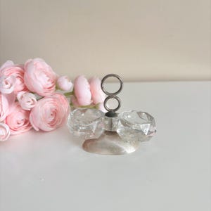 Antieke Franse Palais Royal parelmoer schelp kristal dubbele open zout- of snuisterijhouder voor sieraden