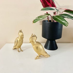 Vintage Brass Cockatoo Cockatiel Parrot Bird 7.5" Tall Statue