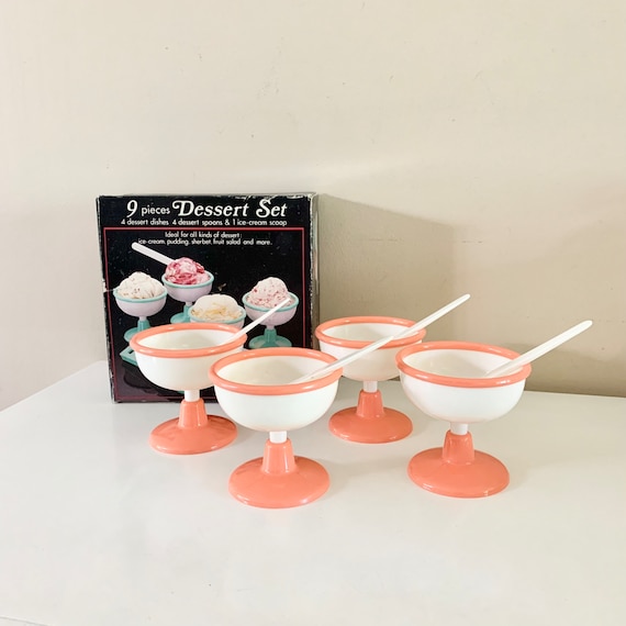 Set of 8 Vintage Plastic Ice Cream Bowls Sundae Dishes Etsy