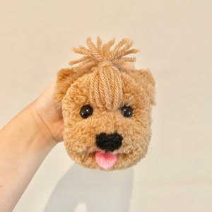 Pom Pom Hund mit verstellbarem Schlüsselbund, Wollhundeköpfe, Nadel gefilzter Yorkie, Yorkshire Terrier