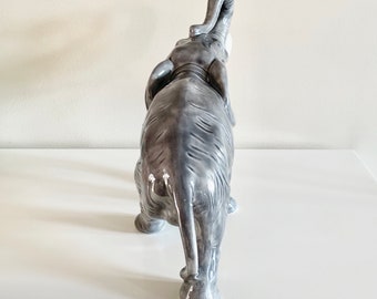 Vintage Large Ceramic Grey Elephant With Trunk Up - Etsy Vintage Large Ceramic Grey Elephant With Trunk Up - Etsy