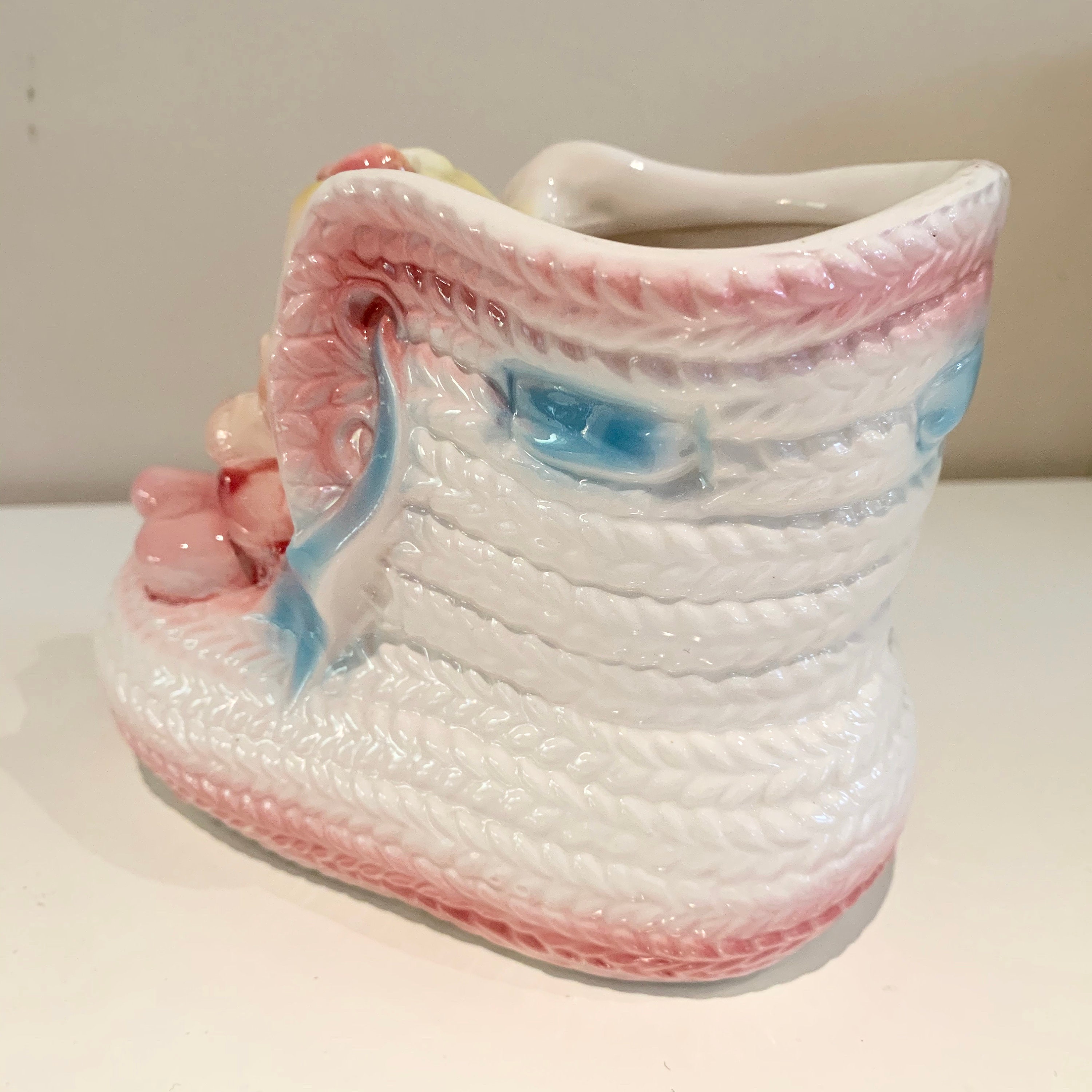 Vintage Relpo 5985 Baby Girl Nursery Planter, Japan, Pink Nursery