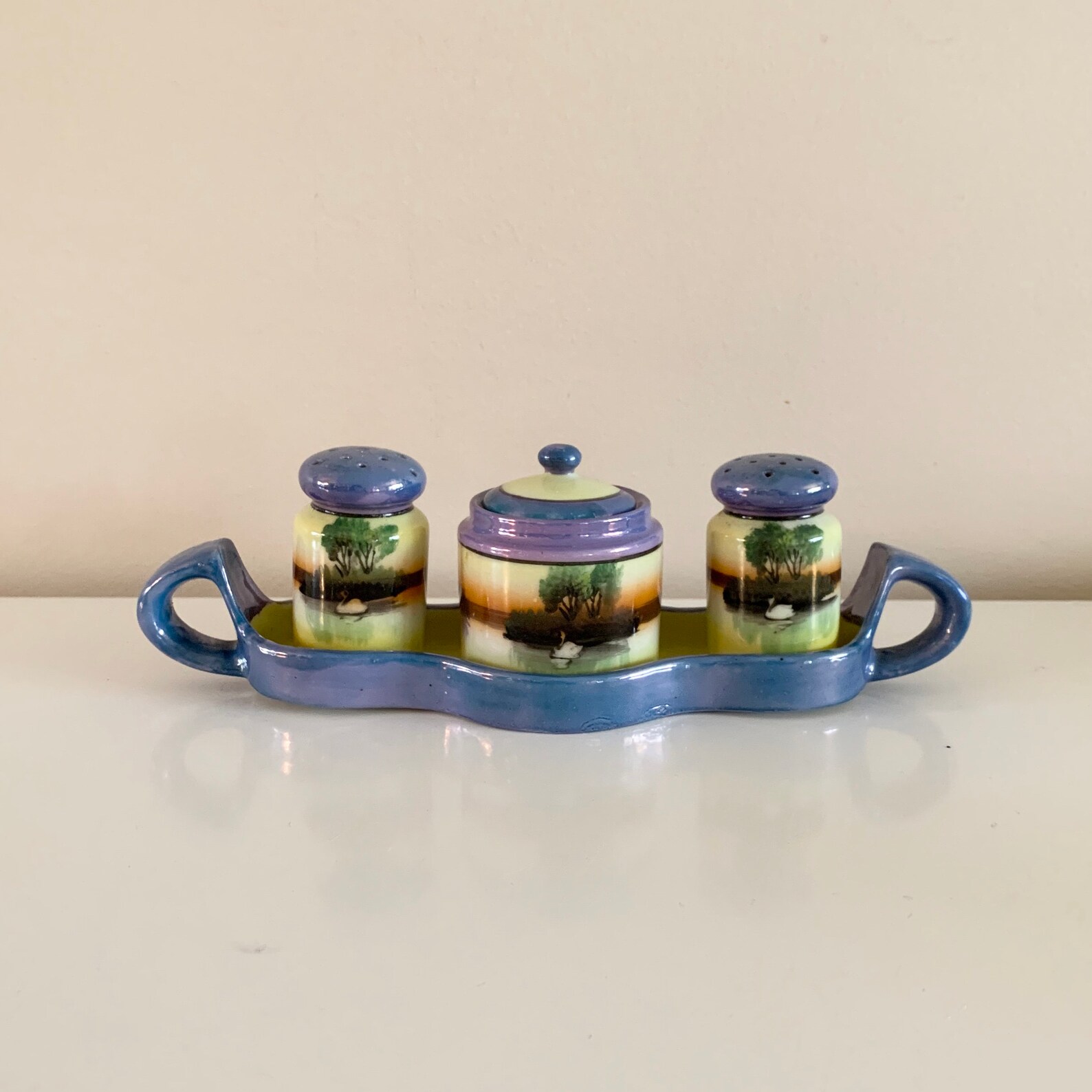 Vintage Noritake Cruet Set Japan Lusterware Salt and Pepper Etsy UK