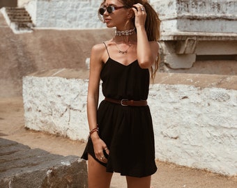 Women Slip Dress | Dark Dress | Short Dress | Black dress | Cocktail dress | Slip Dress | Party Dress | Mid-length | Black vintage dress