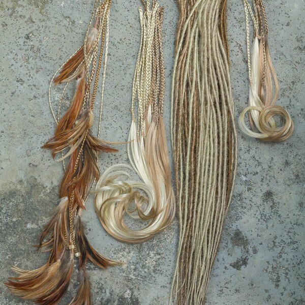 Special Mix Blonde Light Brown De Dreads Braids With Feathers Braids With Loose Ends