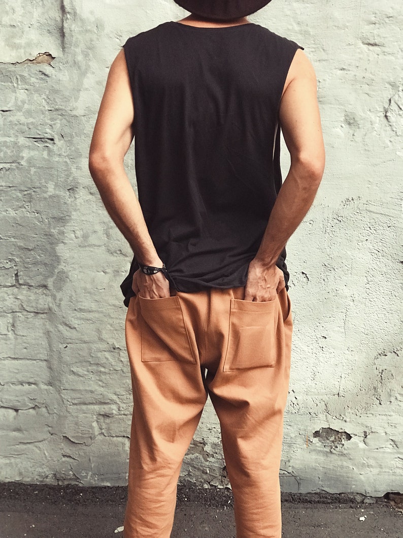 Designer Pants Men's trousers Boho pants Loose Pants Gift for him 90s pants Caramel Pants 70s trousers Cotton pants Casual image 7