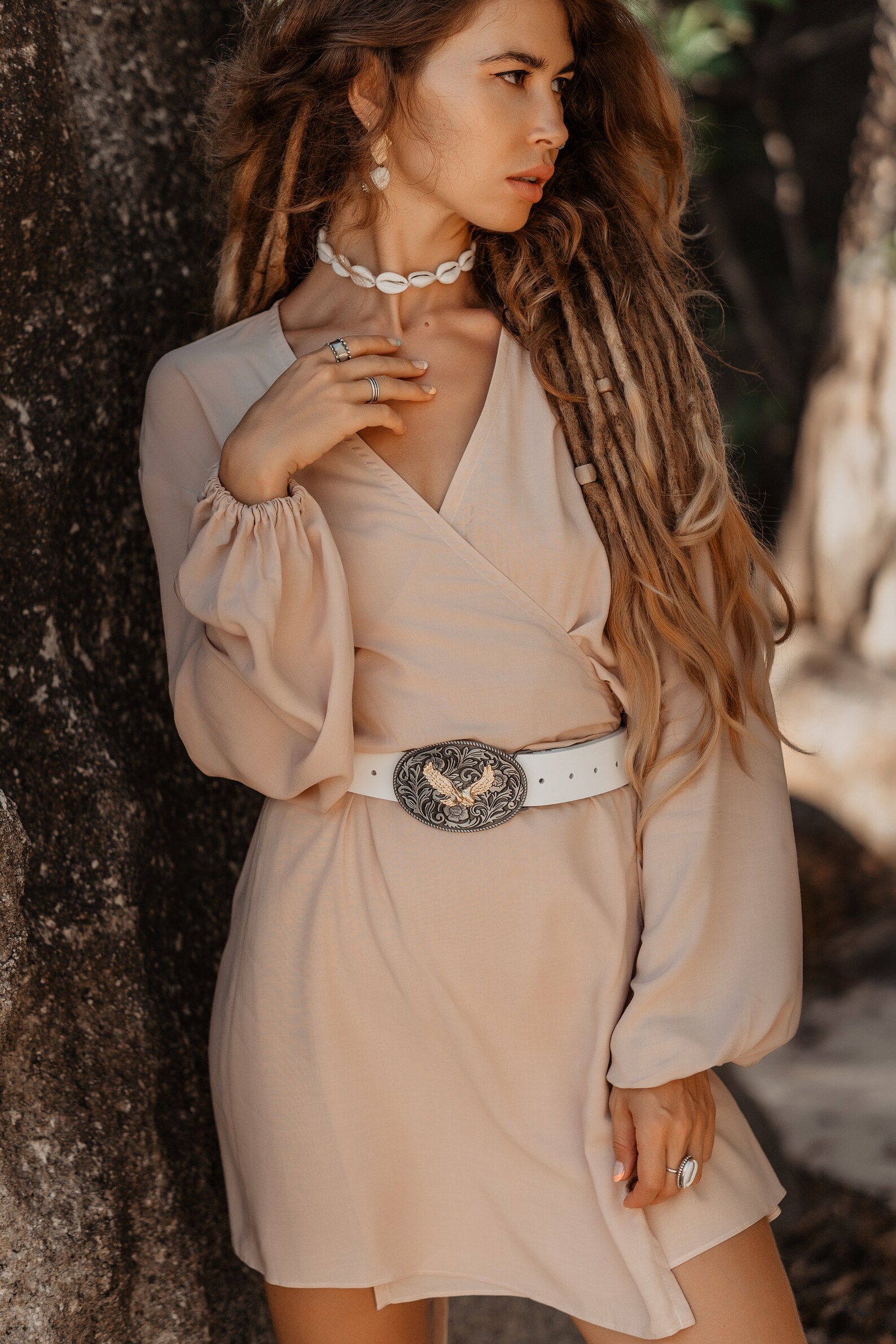 Women cream wrap dress with sleeve Women elegant wrap Etsy