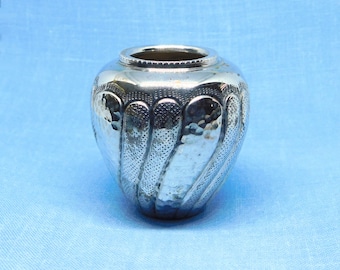 Vintage 800 Silver Miniature Vase, with Swirling Stripes of Ornate Texture