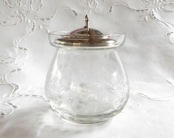 Vintage Jam Jar in Cut Crystal with Sterling Silver Lid