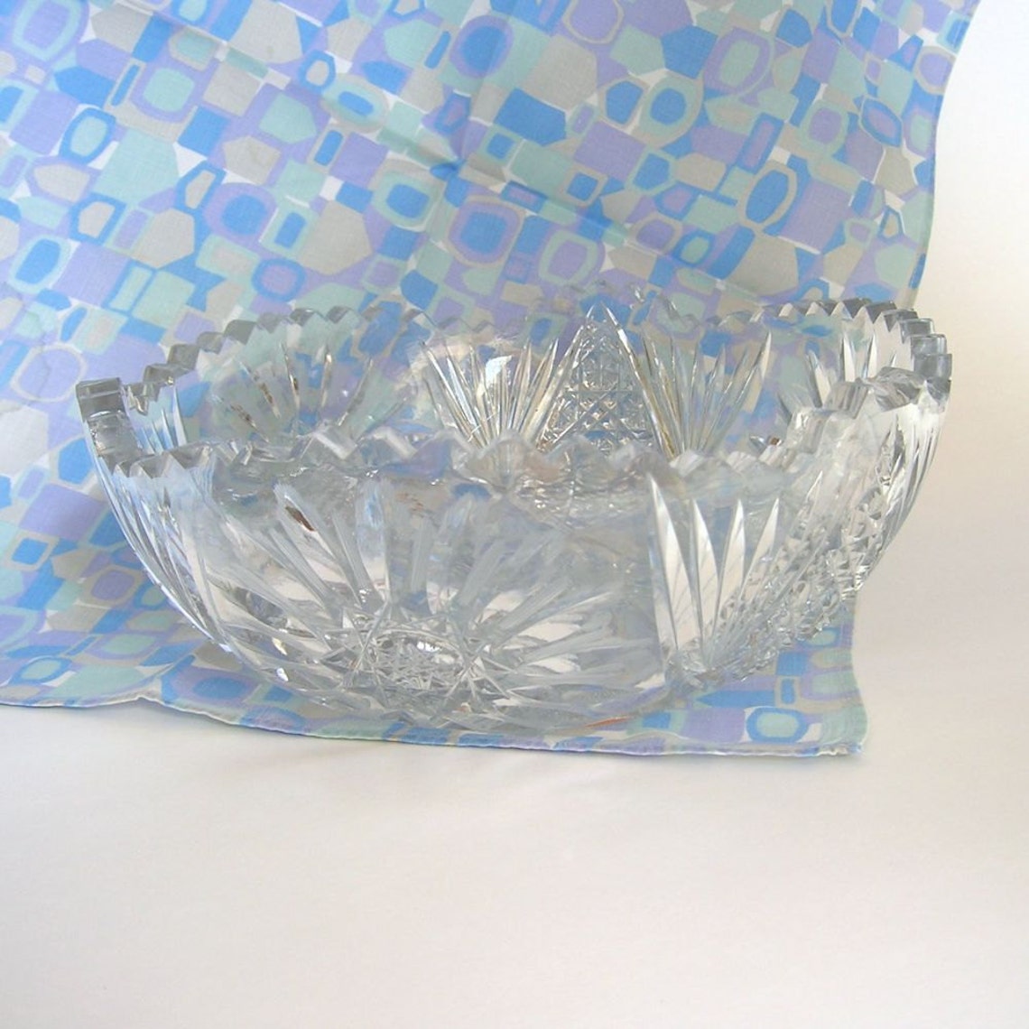 Cut Lead Crystal Serving Bowl, Clear Pattern Glass, Tableware, Fine