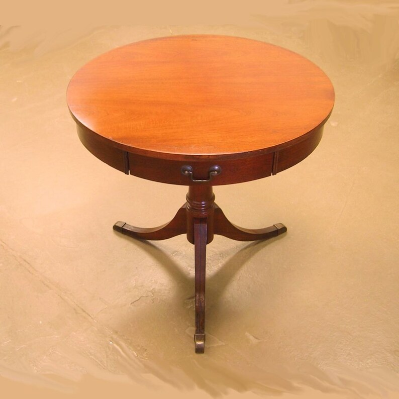 Round Table Duncan Phyfe Mahogany Drum Top Pedestal Leg Etsy