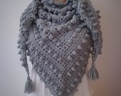 Crochet pattern, shawl, scarf, wrap, pdf download, Quick, Easy, Top, Hippie, Vintage, Bubble, Cover, retr,o boho, Gray Cowl Border Fillet