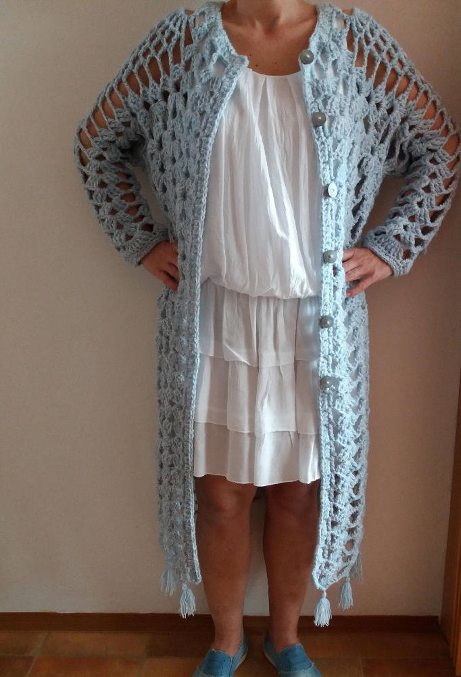 Crochet Coat Pattern Summer Duster Pdf Download Easy Pineapple Etsy