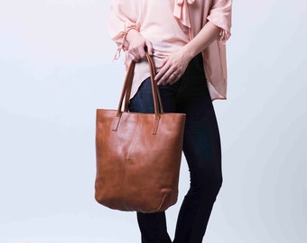 Everyday Bag, Cognac Leather Shoulder Bag, Women Shoulder bag, Shoulder Bag