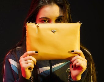 Yellow leather crossbody bag Yellow leather bag  Available in 7 colors! Summer bag