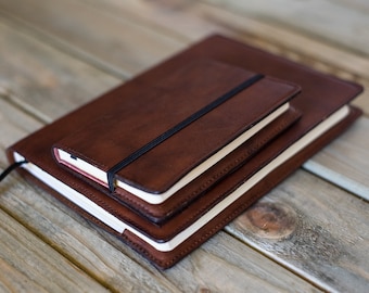 Personalized Leather Journal, Refillable Vintage Style, A5 Pocket Size