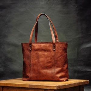 Leather Shopper , Carryall Shopper, Shopping bag, Mothers Day, Brown Leather Tote Bag For Women image 1