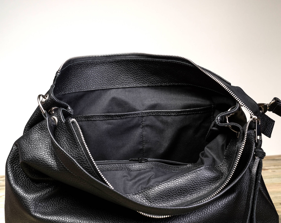 Leather Crossbody Bag Hobo Leather Bag Black Leather Hobo - Etsy