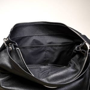 Black Leather Hobo Bag, Hobo Leather Bag, Black Hobo HandBag, Personalized Messenger Bag, image 5