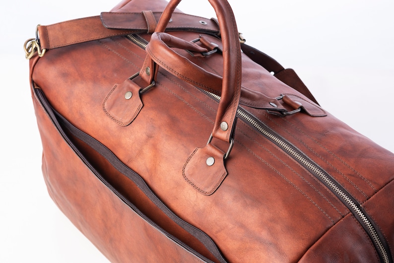 Leather Duffel Bag Large Leather Travel Bag Weekender Bag Etsy