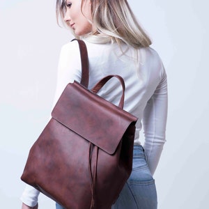 Women Leather Backpack, Women Leather Brown Backpack, Mother's Day Gift,Handmade by Real Artisans image 1