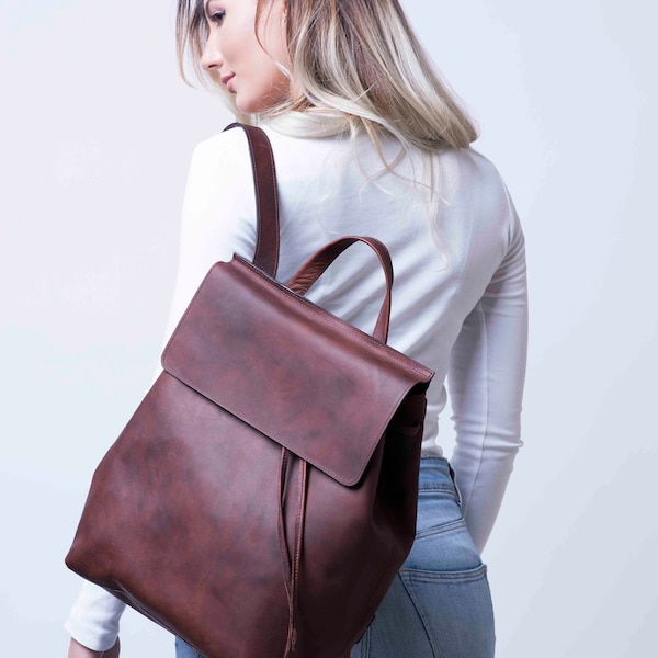 Women Leather Backpack, Women Leather Brown Backpack, Mother's Day Gift,Handmade by Real Artisans