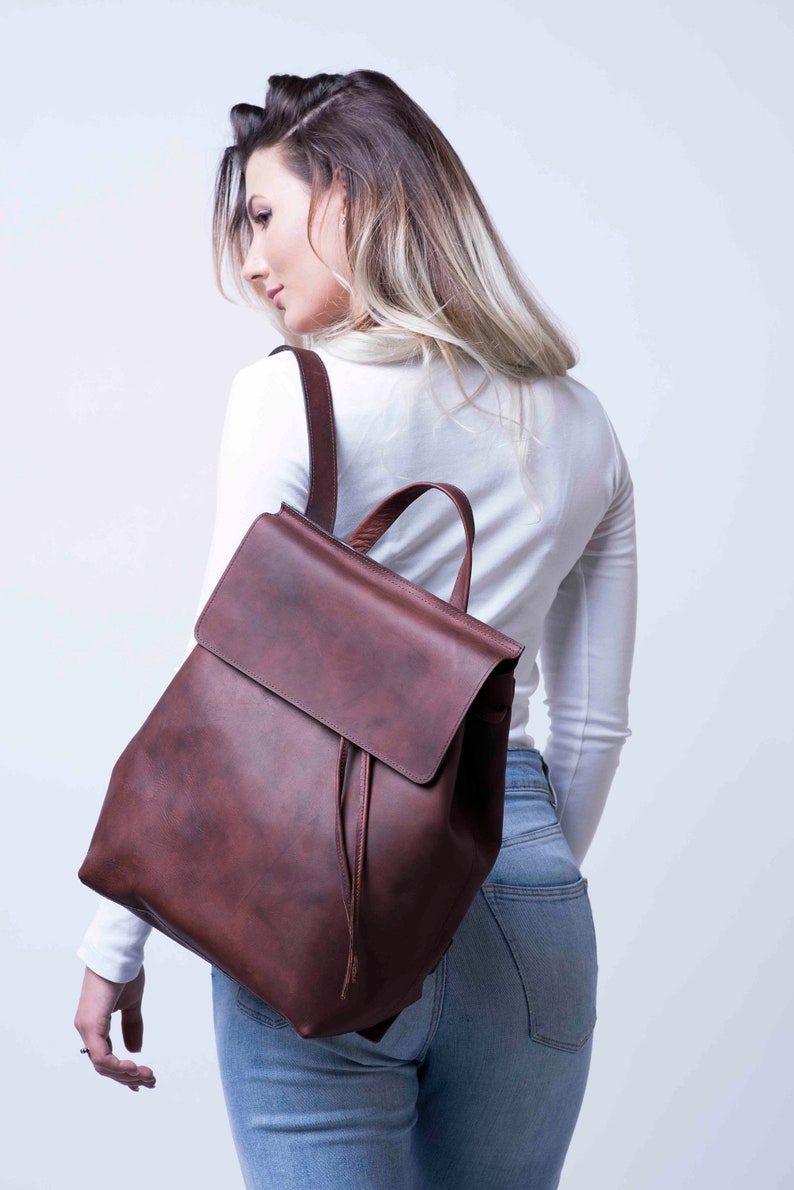 Women Leather Backpack, Women Leather Brown Backpack, Mother's Day Gift,Handmade by Real Artisans image 1