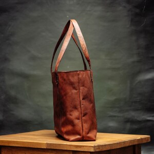 Leather Shopper , Carryall Shopper, Shopping bag, Mothers Day, Brown Leather Tote Bag For Women image 3