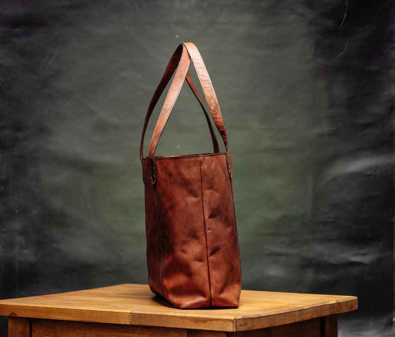 Leather Shopper , Carryall Shopper, Shopping bag, Mothers Day, Brown Leather Tote Bag For Women image 3