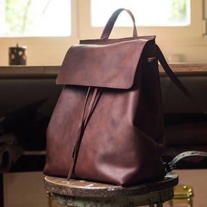 Women Leather Backpack, Women Leather Brown Backpack, Mother's Day Gift,Handmade by Real Artisans image 2