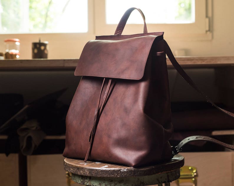 Women Leather Backpack, Women Leather Brown Backpack, Mother's Day Gift,Handmade by Real Artisans image 2