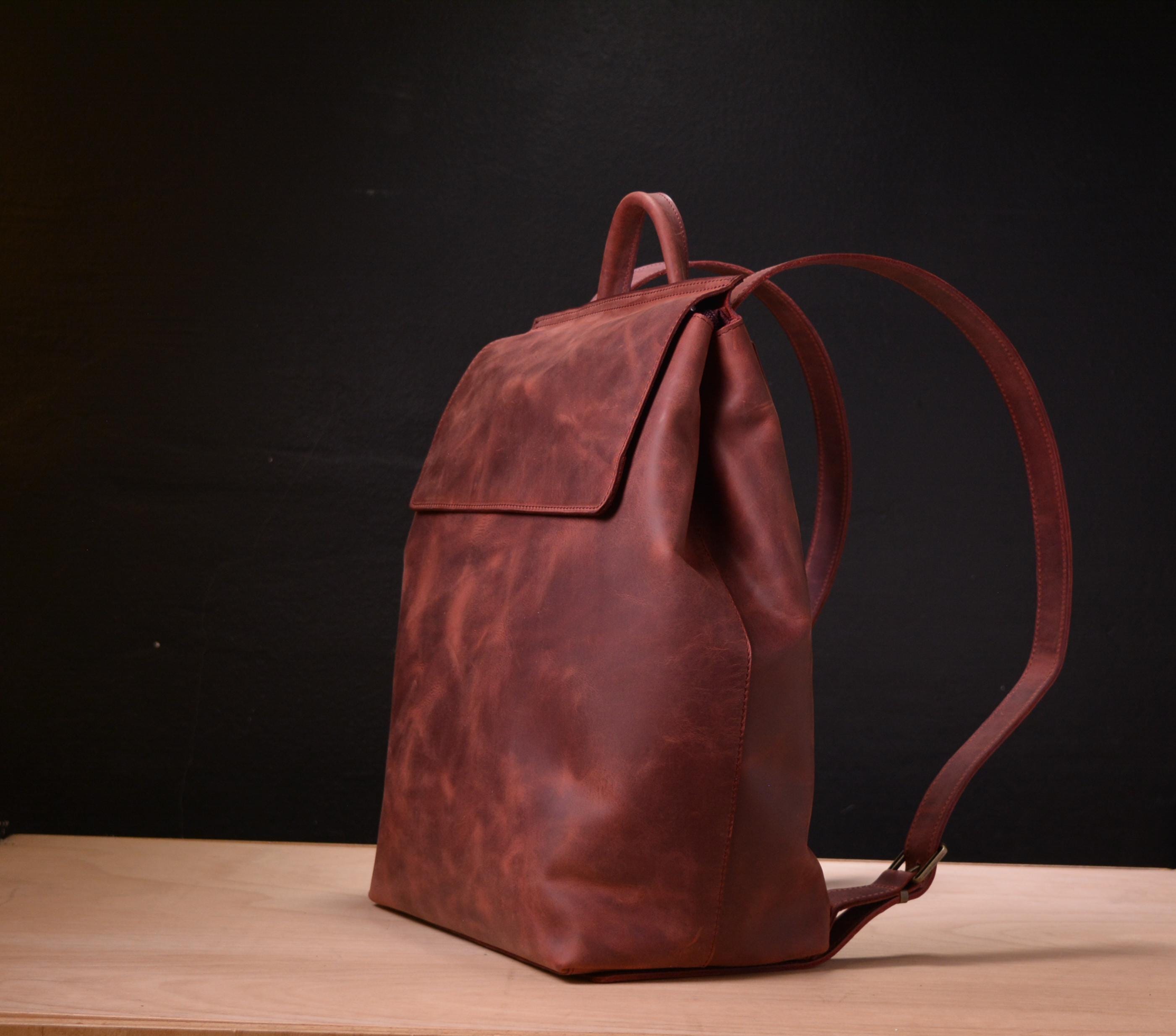 Full Grain Burgundy Leather Backpack, Womens Laptop Bag - Etsy
