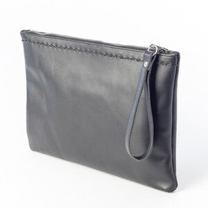 Black Leather Clutch, Black Leather, Wristlet Clutch image 3