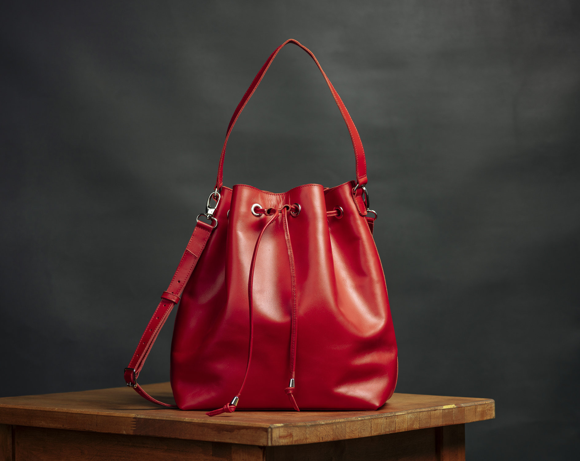 Red Bucket Bag Red Leather Bucket Bag Red Crossbody Bag Red Etsy