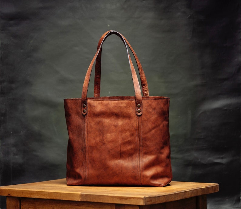 Leather Shopper , Carryall Shopper, Shopping bag, Mothers Day, Brown Leather Tote Bag For Women image 1