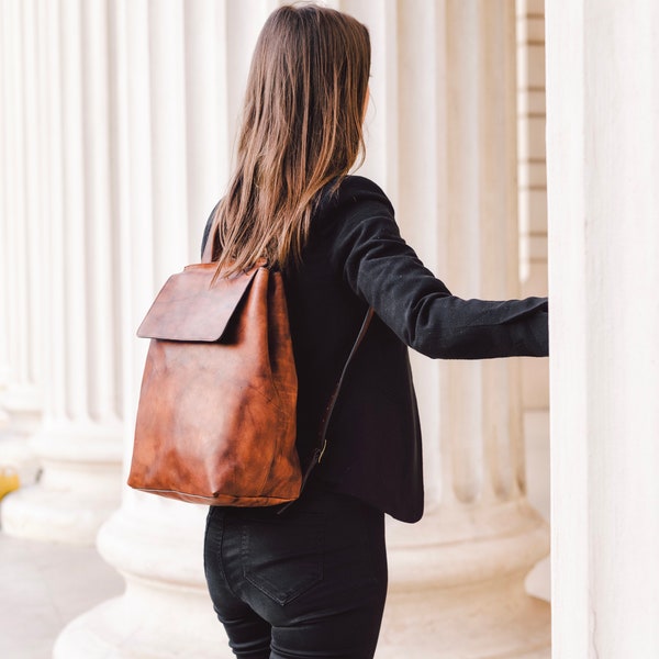 Leather Backpack Women, Handmade Backpack, Laptop Backpack, Brown Leather Backpack, Handmade by Real Artisans